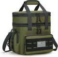 Tactical Lunch Bag & Lunch Box for Men - Large Double Deck Expandable Insulated Soft Adult Lunchbox for Work - Cooler Bag for Beach, Picnic, Camping,Outdoor，Travel (Green,16L)