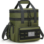 Tactical Lunch Bag & Lunch Box for Men - Large Double Deck Expandable Insulated Soft Adult Lunchbox for Work - Cooler Bag for Beach, Picnic, Camping,Outdoor，Travel (Green,16L)