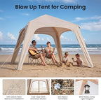 Inflatable Tents for Camping, Blow Up Tent with Hand Pump, Easy Setup Inflatable Hot Tent with Stove Jack, Waterproof Oxford Air Glamping Tents for Camping Adult 4 Person Upgrade Version