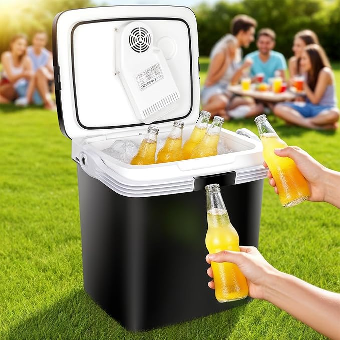 Nouva Portable RV Refrigerator 28 Qt(26L) Electric Cooler and Warmer 12V Mini Fridge for Car Camping, Fishing, Work Beach Picnic