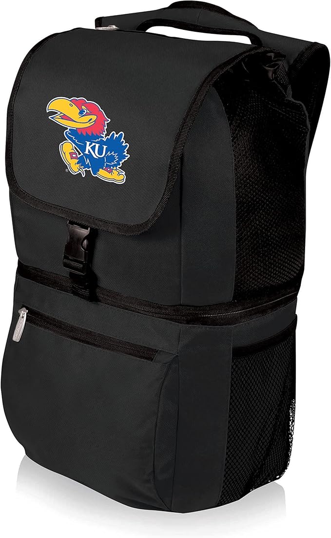 PICNIC TIME NCAA Kansas Jayhawks Zuma Backpack Cooler, Soft Cooler Backpack, Lunch Cooler, (Black)