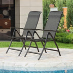 Domi Folding Patio Chairs Set of 2, Aluminium Frame Reclining Sling Lawn Chairs with Adjustable High Backrest, Patio Dining Chairs for Outdoor, Camping,Porch,Balcony(Textilene Fabric)