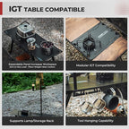 Alocs Camping Gas Stove, IGT Camp Table with Outdoor Stove, Folding Picnic Table with Portable Solo Stove, Carrying Bag, for Beach, Grilling, Hiking, Fishing, Tailgating, Backyard