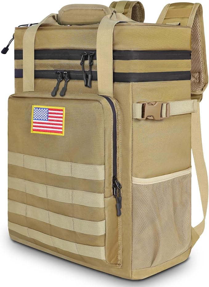 Tactical Backpack Cooler, AYAMAYA Leakproof 40 Cans Soft Cooler Backpack with Handle, Waterproof Insulated Tactical Lunch Box Bag for Work, Beach, Travel, Camping, Picnic, Hiking