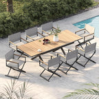 Grand patio Extra-Wide 6-Pack Directors Chairs, Folding Dining Chair Set of 6 with Sling, Woodgrain Armrests, Outdoor, Gray