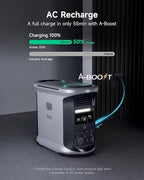 AMPACE Andes 1500 Power Station 2400W(Surge 3600W) Solar Generator with 3x100W Solar Panels, 1462Wh Solar Power Station, 1800W A-Boost Fast Charging, APP Control, Emergency Power for Home Use