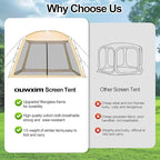 12'x12' Camping Screen Tent - Portable Screen Canopy 8-10 Person&Instant UV Resistant Sun Shelter,Easy to Set Up&Mosquito Net Tent&Waterproof,Suitable for Family Camping Trip,Backyard,Picnic