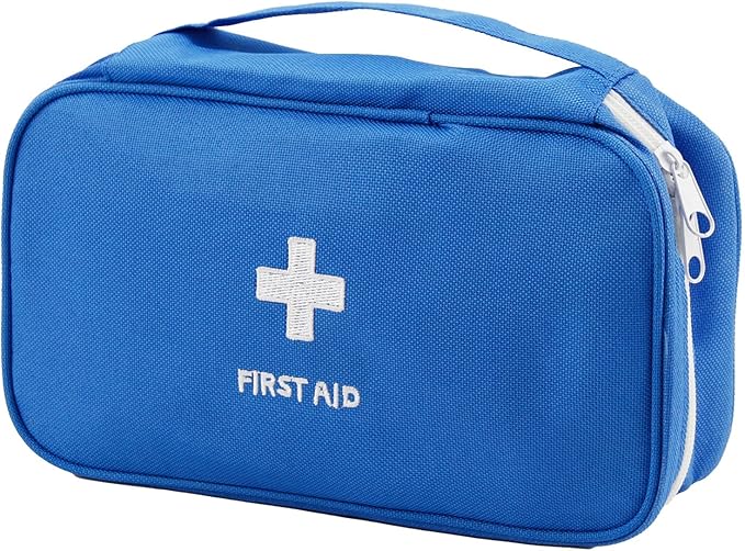 Portable Empty First Aid Kit Bag, Travel Medicine Pouch, Small Medical Bag (Blue)