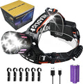 Headlamp Rechargeable 150000LM Bright Head Lamp, 40H Type-C Cable Adjustable Headlight Outdoor, 4Mode Head Lights for Forehead, 90° LED Waterproof Headlamps Adults Camping Hiking