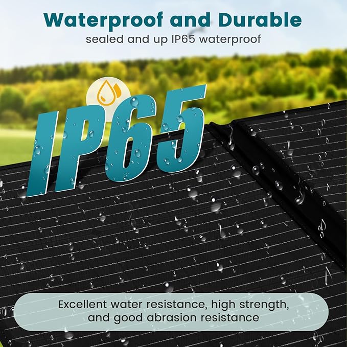 400W Portable Solar Panel, with 4-in-1 Connector and MC4 Output, IP65 Waterproof with Adjustable Stand, 400W Foldable Solar Panel for Power Station, RV, Off Grid Blackouts, 23% High Efficiency