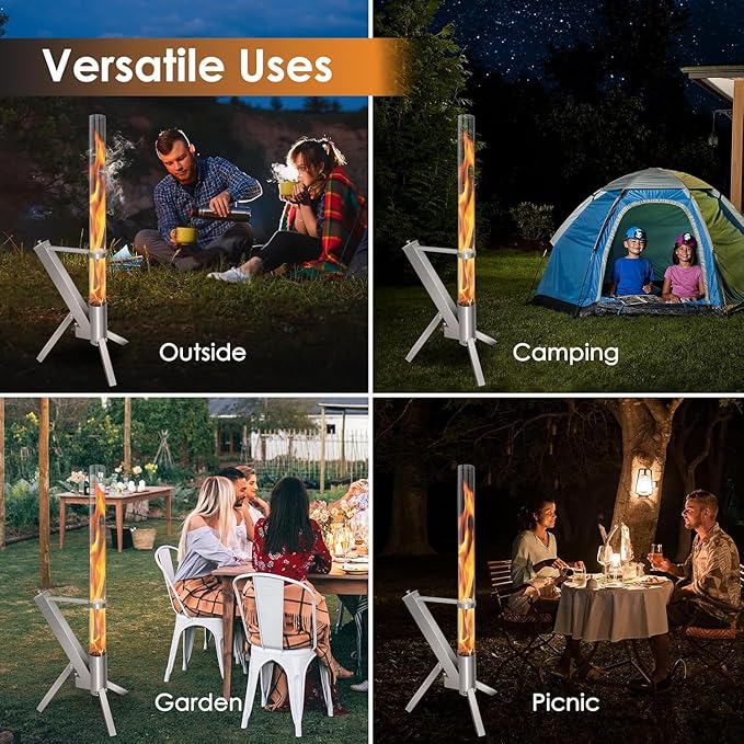 Patio Heater Wood Pellet Heater, Pellet Stove, Pellet Fire Pit for Outdoor, Fireplace for Camping Patio Garden Picnic, Outside Backyard Bonfire