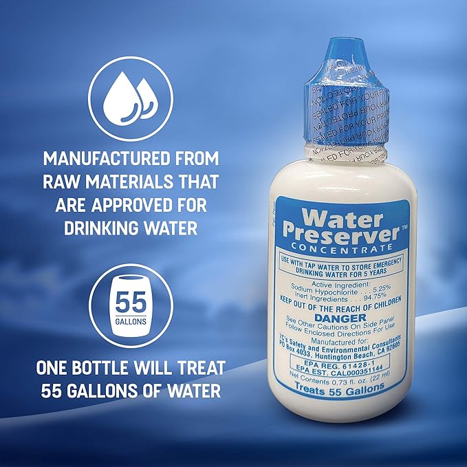 55 Gallon Water Preserver Concentrate 5 Year Emergency Disaster Preparedness, Survival Kits, Emergency Water Storage, Earthquake, Hurricane, Safety