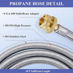 6 FT Propane Hose Adapter with Gauge, Propane Tank Adapters Hose for 1lb Portable Appliances, Propane Tank Adapters for Weber Q Grills Coleman Stoves Blackstone Griddles