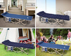 Nice C Camping Cots with Cushion, Camping Cots with Mattress, for Adults, Folding Cot, with Pillow, Carry Bag & Storage Pocket, Extra Wide Sturdy, Holds Up to 500 Lbs (1, Mattress Navy)