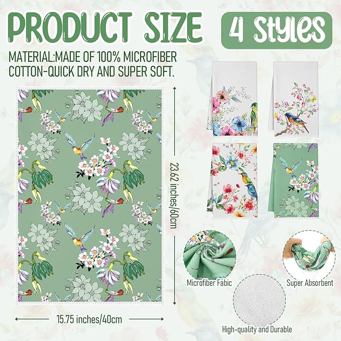 8 Pcs Birds Kitchen Gift Dish Towel Pot Holder Oven Mitt Set 4 Tent Car Tea Towels with Funny Sayings Novelty 2 Oven Mitts 2 Pot Holders Coffee Accessories Decor for Rv