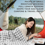 100% Cotton Sleeping Bag Liner with Full Length Zipper on 3 Sides; Single/Double Adult Sleep Sack for Travel & Camping, Multifunctional Travel Sheets (Unzipped 87”x87”) for Hotel, Lightweight