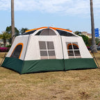 KTT Large Tent 8-10-12 Person,Family Cabin Tents,2 Rooms,2 Doors and 4 Windows with Mesh,Straight Wall,Waterproof,Double Layer,Big Tents for Outdoor,Picnic,Camping,Family Gathering