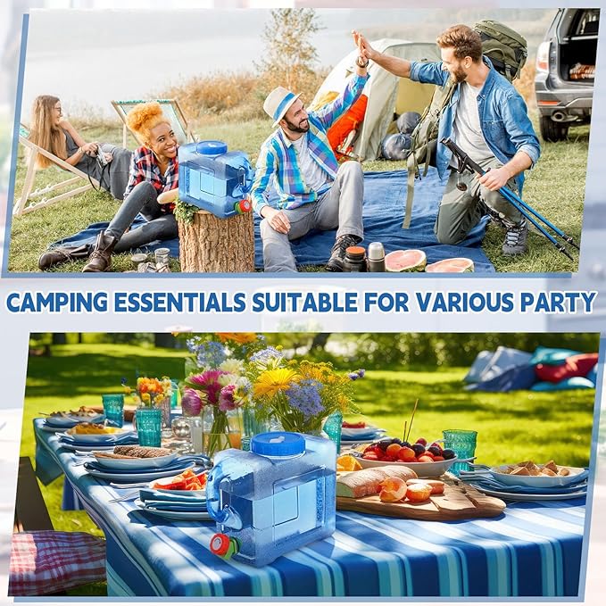 2 Pack 1.1 Gallon Water Container with Spigot Portable Water Tank for Camping No Leakage Watering Dispenser Jug with Tap for Road Trips Outdoor Hiking Emergency Storage Vehicle Picnic Home