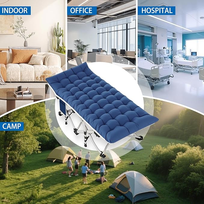 Camping cot with Mattress Comfortable Camping Cots for Adults with Carry Bag Portable Folding Cot Easy to Install Guest Bed Outdoor Indoor