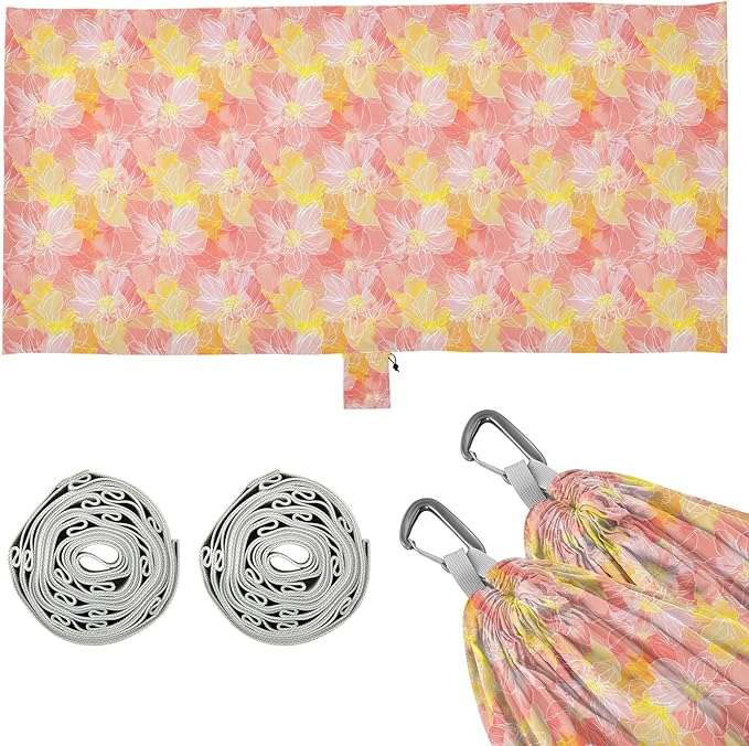 Abstract Bright Flowers Hammocks Cloth Hammock for Camping Travel Accessories