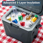 COSTWAY Insulated Portable Cooler, Hard Shell Ice Chest w/ 2 Cup Holders, Bottle Opener, Drain Plug, 3-Day Ice Retention, Outdoor Leak-Proof Dry Box for Beach, Camping, Fishing, Picnic