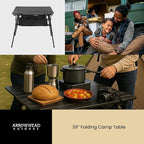ARROWHEAD OUTDOOR 39" Aluminum Folding Camp Roll Up Table w/Adjustable Height, Undertable Mesh Storage, Carry Bag