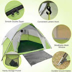 XL 4 Person Dome Camping Tent, Double Layer Waterproof, Removable Rain Fly, for Outdoor Hiking, Fishing