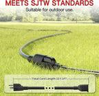 16/3 10 FT Outdoor Extension Cord Waterproof, Weatherproof & Flame Retardant Black 3 Prong Power Cord Outside for Lawn & Garden, 13 Amps 1625 Watts 125 VAC 16AWG SJTW, ETL Listed