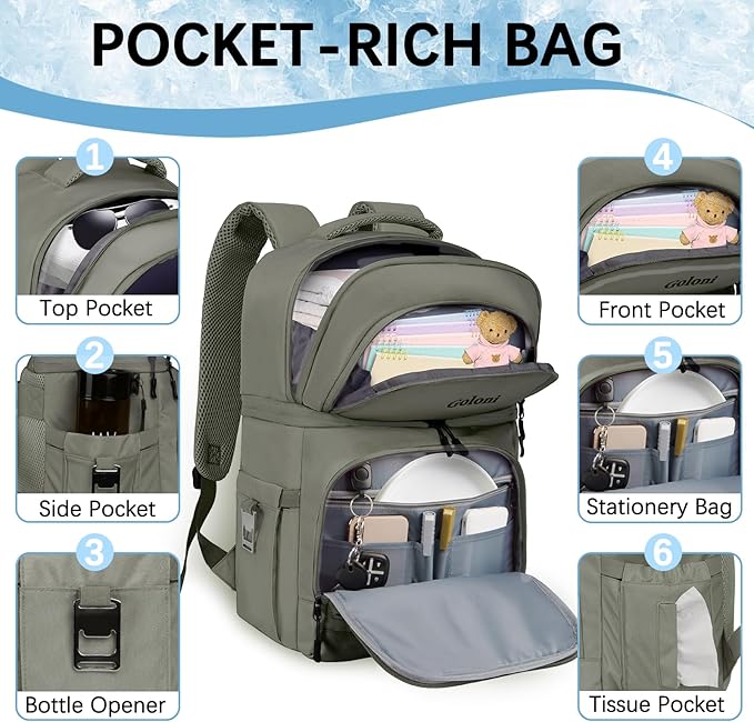 Goloni 40L Insulated Cooler Backpack, Leakproof Lightweight Soft-Sided Cooler with Cooler Compartment