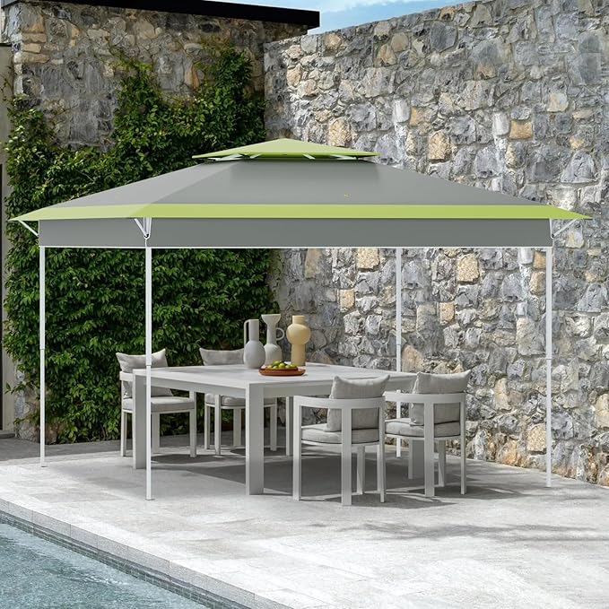 ECOTOUGE 11×11 Canopy Tent Instant Shelter Canopy with Carrying Roller Bag, Outdoor Party Gazebo with Waterproof and UV Resistant for Parties, Camping, Picnic, Grey-Green