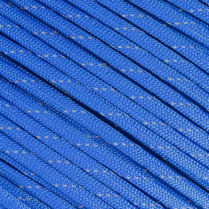 Fluorescent Reflective 550 Type III Guyline Tent Rope Camping Survival Cord High-Visibility Paracord (Reflective Royal Blue, 50 Feet)