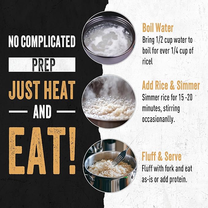 Ready Hour Long Grain White Rice Case Pack – 60 Servings (6 Pouches) – Non-Perishable Rice, Long Shelf Life, Emergency Food Supply, Bulk Storage, Survival Essentials, Instant Rice