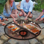 Lineslife 36 Inch X-Marks Fire Pit Cooking Grill Grates Portable, Heavy Duty Folding Round Campfire Grill Grate, Firepit Grill Grate with Handles for Outdoor BBQ Picnic, Black