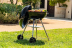 Megamaster 22" Heavy Duty Charcoal Barbecue Grill with Adjustable Air Vent, 354 SQ. In Cooking Area, Storage Rack, 2 Wheeled Portable Grill for Camping, Outdoor Cooking, and More - 810-23002