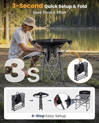 KingCamp Oversized Camping Directors Chair with Side Table, Compact Design Heavy Duty 440lbs, Folding Portable Padded Camp Chairs with Extra Wide Seat & Anti-Sag Fabric for Outdoor Fishing Sports Lawn