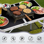 VINGLI Small Folding Table Portable 2FT Aluminum Foldable Camping Table for Picnic Card Table with 3 Adjustable Height & Carry Handle for Outdoor Indoor Hiking Camp BBQ Beach-Black