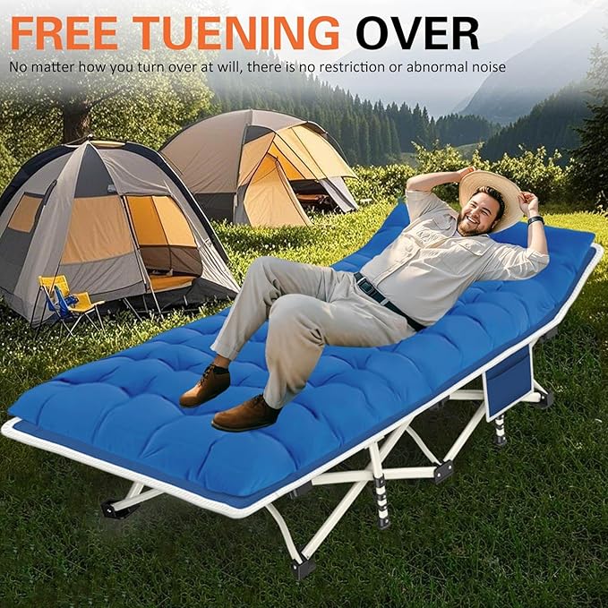 Camping Cots 2 Pack Camping Bed with Comfortable Mat Cots for Sleeping with Pad Heavy Duty Folding Bed 2 Person Sleeping Cot with Carry Bag Guest Cots for Adults Office Nap Vacation Outdoor Indoor
