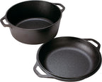 Lodge 5 Quart Cast Iron Double Dutch Oven – Pre-Seasoned – Lid Converts to 10.25" Skillet – PFAS-Free – Made in USA – Dual Handles – Oven, Grill, Campfire & Stovetop Safe – Durable & Non-Toxic