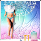 Beach Blanket Waterproof Sandproof Extra Large Beach Mat 79" X 83"/120"x108"for 1-8 Adults Quick Drying Durable Outdoor Picnic Mat for Beach Travel Camping Hiking