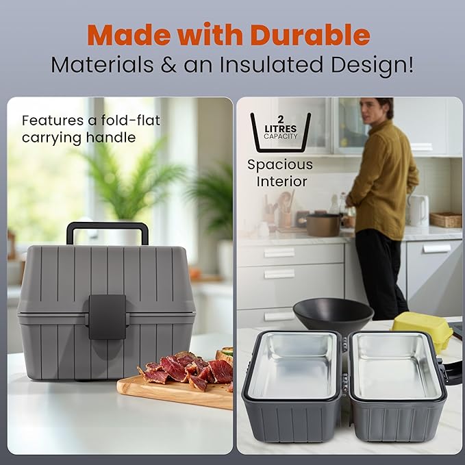 Gideon Heated Electric Lunch Box 12-Volt Portable Stove For Car, Truck, Camping, Etc. - Enjoy Hot Delicious Meals