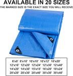 CARTMAN Finished Size 12x24 Feet Blue Poly Tarp 5 Mil Thick, Multipurpose Protective Cover for Camping, Tent, Boat, RV, Car