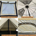 DANCHEL OUTDOOR B2 Portable Yurt with Stove Jack for Winter Camping, 4 Season Bell Tent Large Hot Tent 4/6 Person Family Camping Glamping Party 300D Oxford Khaki, 13ft/16.4ft