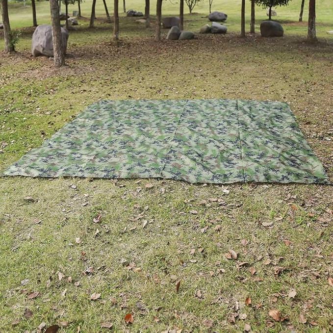 Sail Sun Canopy Camouflage, 57IN Camping Tarp Canopy Waterproof Shade Tent Portable Multifunctional Backpacking Tarp Canopy Waterproof Protection Heavy Duty Shade for Outdoor BBQ Traveling