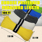 VVAAGG 1000 Yellow Paracord 100FT Utility Parachute Cord 4mm Nylon String12 Strand Nylon Camping Rope, Tent Rope, Clothsline Rope for Survival & Camping Gear