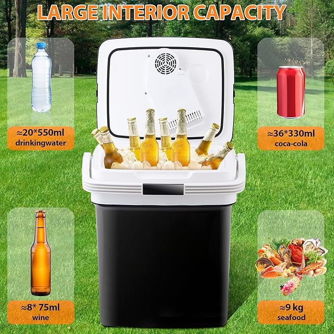 Nouva Portable RV Refrigerator 31 Qt(29L) Electric Cooler and Warmer 12V Mini Fridge for Car Camping, Fishing, Work Beach Picnic