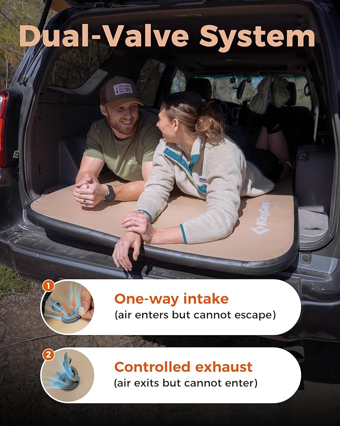 Kingcamp FLEXIREST Inflatable Sleeping Pad for Camping, No Sag PVC-Free High-Support Air Camping Mattress Single Twin Double Sleeping Mat for Car Tent Outdoor Glamping Cot Travel, 1100lbs Capacity