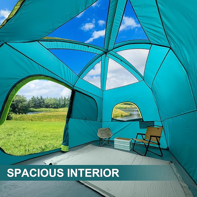 CAMPROS CP Upgraded 6/8 Person Camping Tents, Waterproof Windproof Family Tent with Larger Mesh Windows & Door, Double Layer, Easy Set Up, All-Season Dome Tent with Top Rainfly & Carry Bag