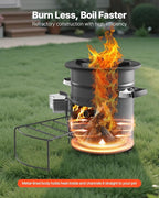 VEVOR Camping Rocket Stove, Wood Burning Portable Rocket Stove with Carrying Bag for Backpacking, SPCC Steel, Double Door, Burn Twigs, Sticks or Charcoals for Outdoor Cooking, Backyard, Camp Cooking
