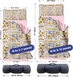 Personalized Toddler Nap Mat for Preschool, Custom Name Kids Sleeping Bag for Daycare, Kindergarten Roll Up Sleeping Mat with Removable Pillow and Soft Blanket, Fun Themes for Boys & Girls