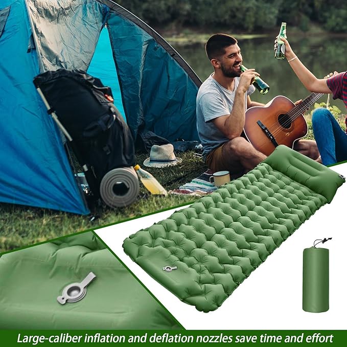 Inflatable Sleeping Pad for Camping, Compact Portable Airbed Mattress Pillow, Lightweight Backpacking Sleep Mat, for Outdoor Travel Backpacking Hiking Tent Car Truck SUV Women Men